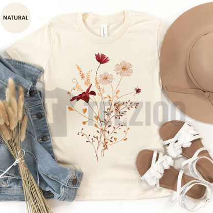 Fall Wildflower Shirt - Autumn Watercolor Floral Unisex Tee