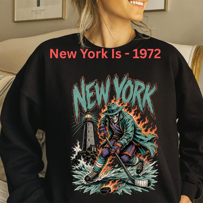 USA 32 Teams Ice Hockey Skull Vintage Sweatshirt - 90s Game Day Crewneck