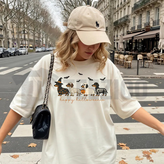 Happy Halloweenie Dachshund Shirt - Cute Wiener Dog Halloween Graphic Tee