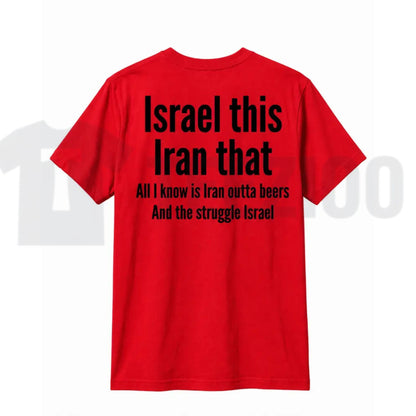 Humorous Beer Pun Graphic Top – Funny Back Print Iran Outta Beers Apparel