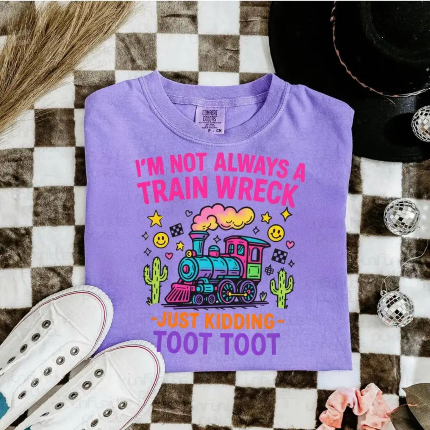 Hot Mess Funny Graphic T-Shirt – “I’m Not Always a Train Wreck” Humor Tee, Sarcastic Quote Shirt