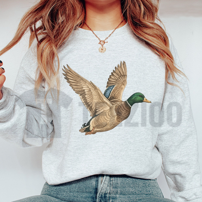 Flying Mallard Graphic Top - Vintage Outdoor Waterfowl Sweatshirt