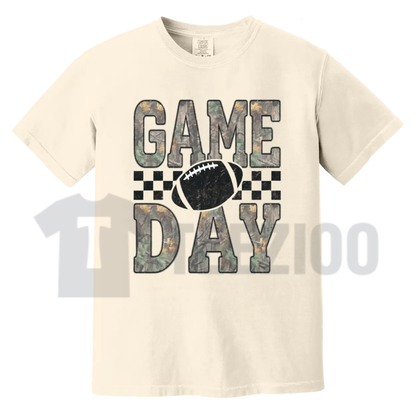 Camo Checkered Football Game Day Shirt - Trendy Sports Mom Graphic Tee