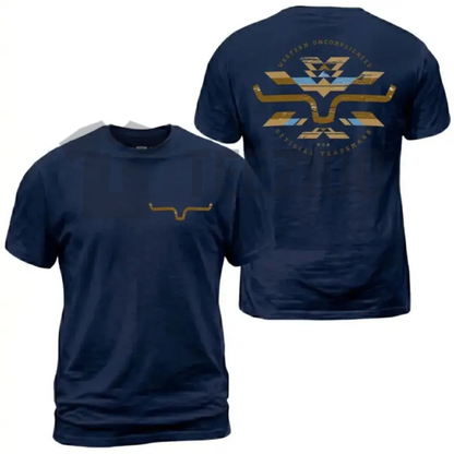 Kimes Ranch Horn Logo Aztec Print Shirt - Western Style Graphic Cotton Tee