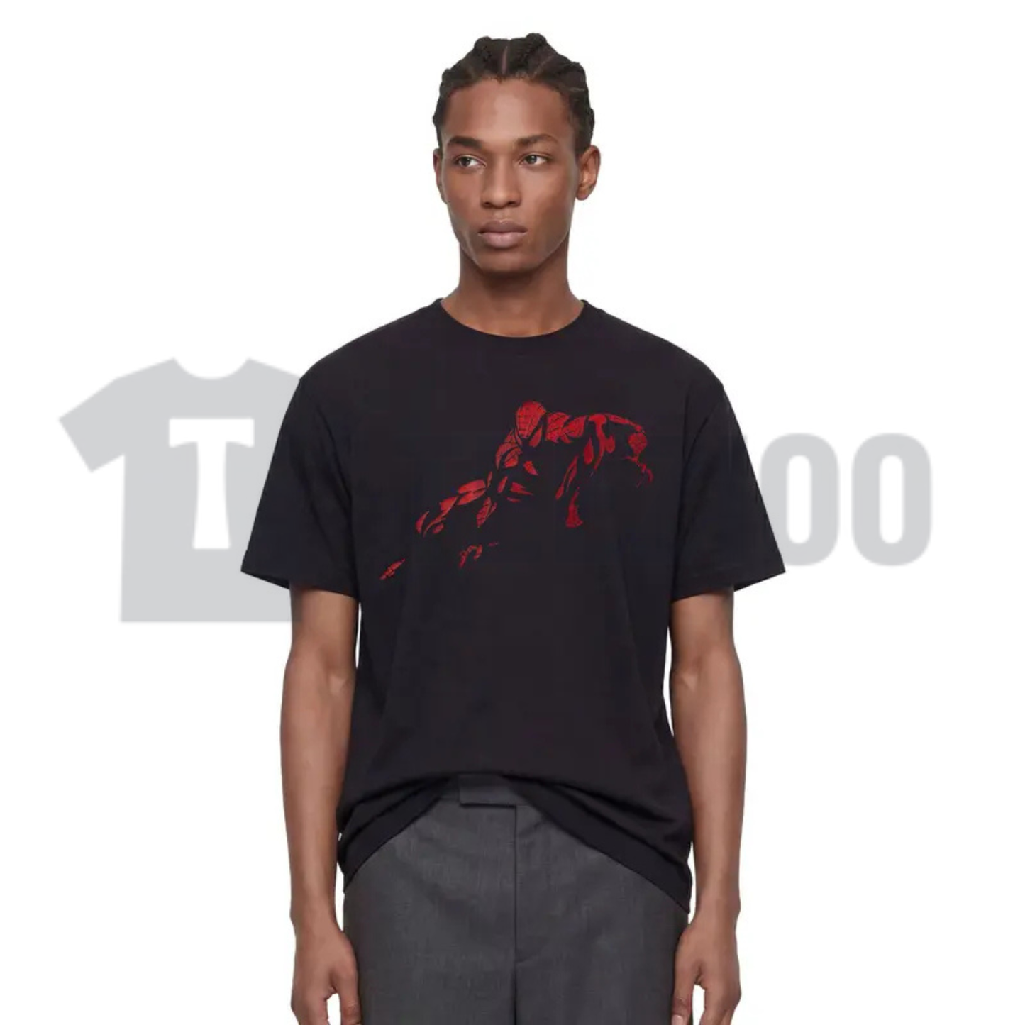 Marvel Spider-Man Graphic Tee - Crimson Shadow Hero Pose Shirt