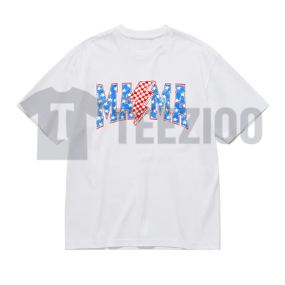 Retro Rocker Mama Checkered Lightning Bolt T-Shirt