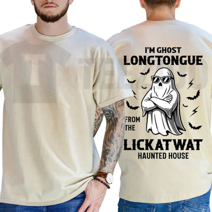 Spooky Halloween Haunted House Top – Ghost Longtongue Funny Graphic Apparel