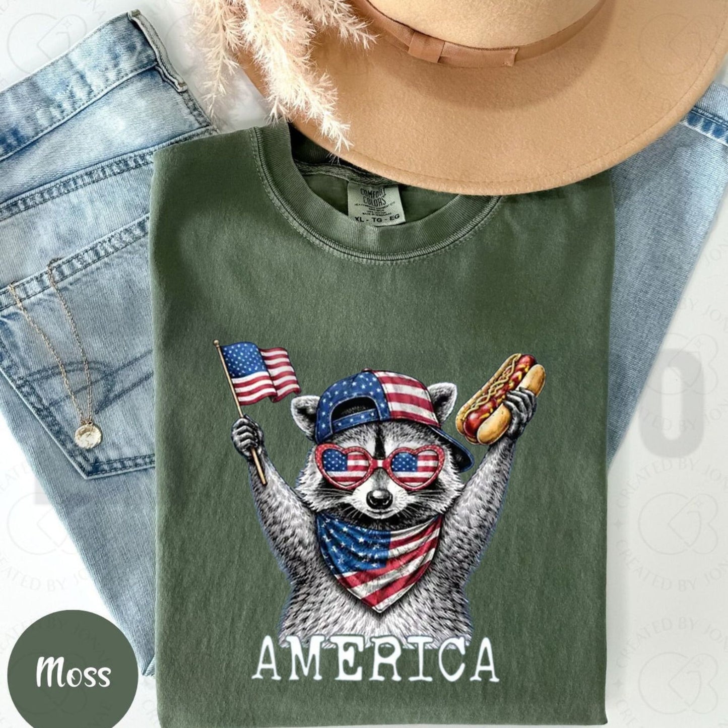 America Raccoon Hot Dog Comfort Colors Shirt – Retro 4th of July Animal Tee
