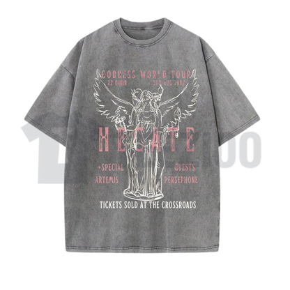 Hecate Goddess World Tour Shirt - Dark Academia Gothic Vintage Washed Graphic Tee