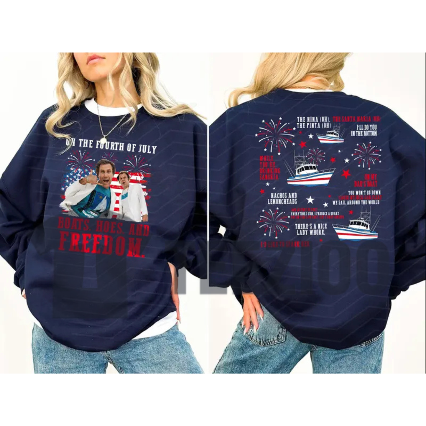 Boats Hoes & Freedom 4th of July Sweatshirt | Parody Top