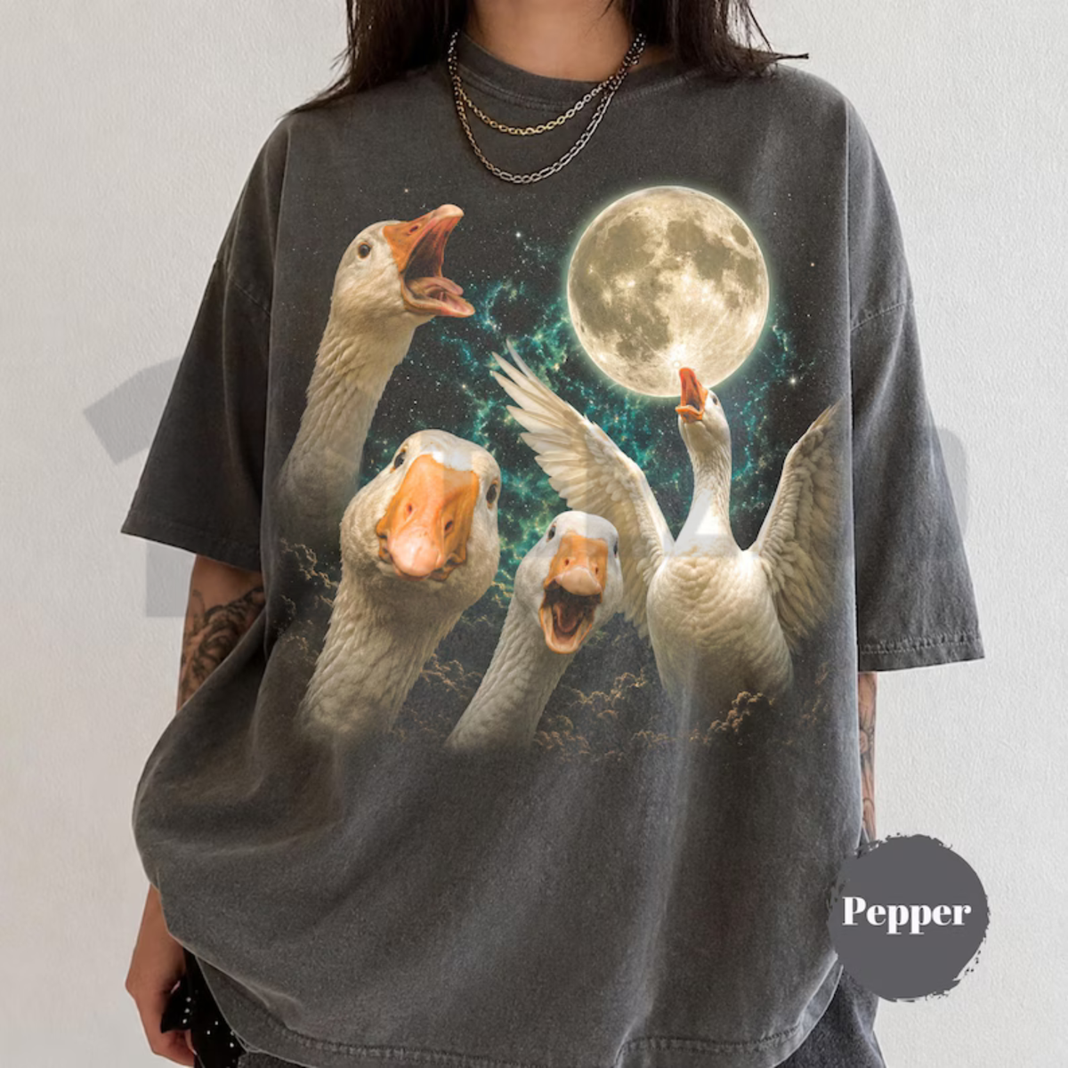Goose Moon Shirt - Vintage Silly Goose Retro Woodland Nature Tee
