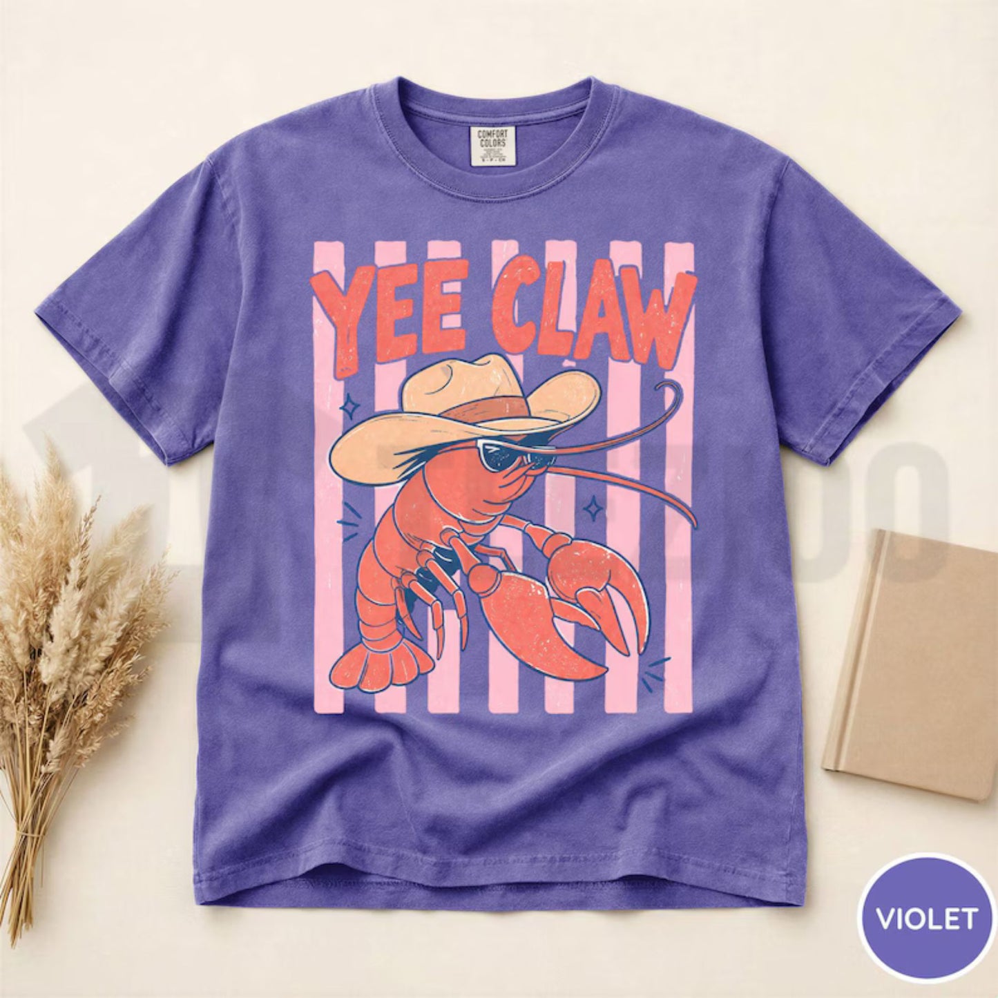 Lobster Cowboy Comfort Colors Shirt – Funny Yee Claw Coastal Cowgirl Tee