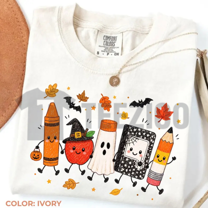 Comfort Colors® Halloween Teacher Shirt - Cute Spooky School Doodles Tee