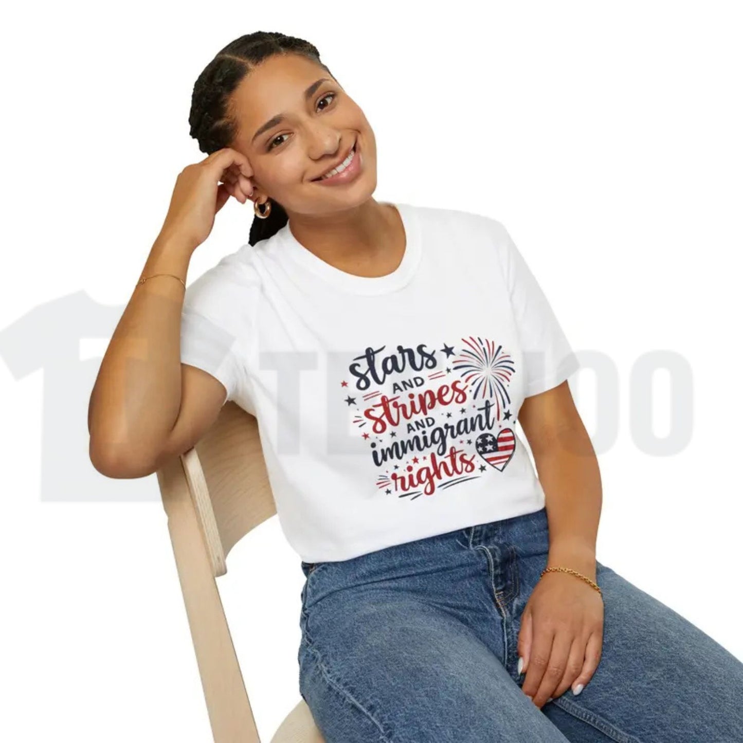 Stars and Stripes Immigrant Rights Patriotic 4th of July T-Shirt