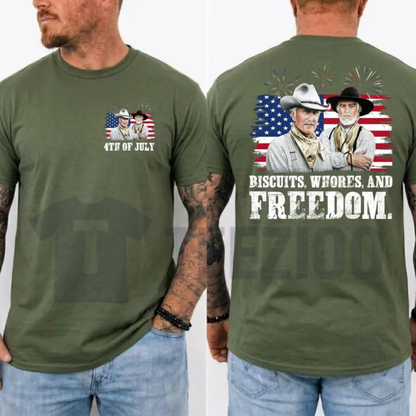 Vintage "Biscuits and Whores" T-Shirt –  4th of July Western Graphic Tee