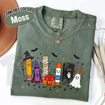 Comfort Colors Halloween Teacher Shirt – Spooky School Supplies Ghost Tee