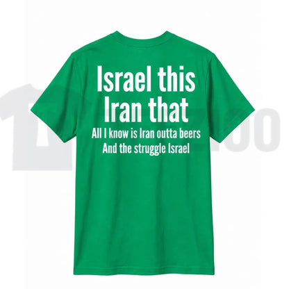 Humorous Beer Pun Graphic Top – Funny Back Print Iran Outta Beers Apparel