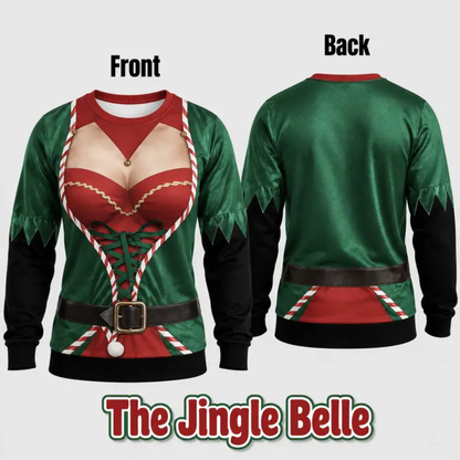 Cheeky Santa Ugly Christmas Sweatshirt - Funny Costume Illusion Crewneck