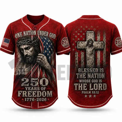 Christian Faith USA 250 Years of Freedom Baseball Jersey - Patriotic 1776–2026 Shirt