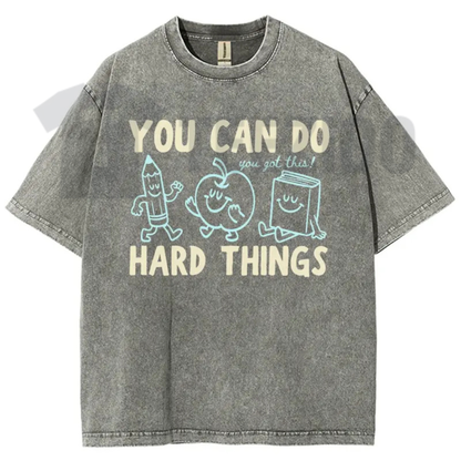 You Can Do Hard Things Shirt - Cute Retro Doodles Motivational Teacher Tee