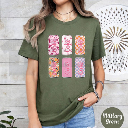 Womens Diet Soda Graphic Top Retro Summer Casual T-Shirt