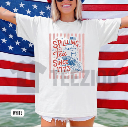 Preppy Striped "Spilling The Tea Since 1773" T-Shirt