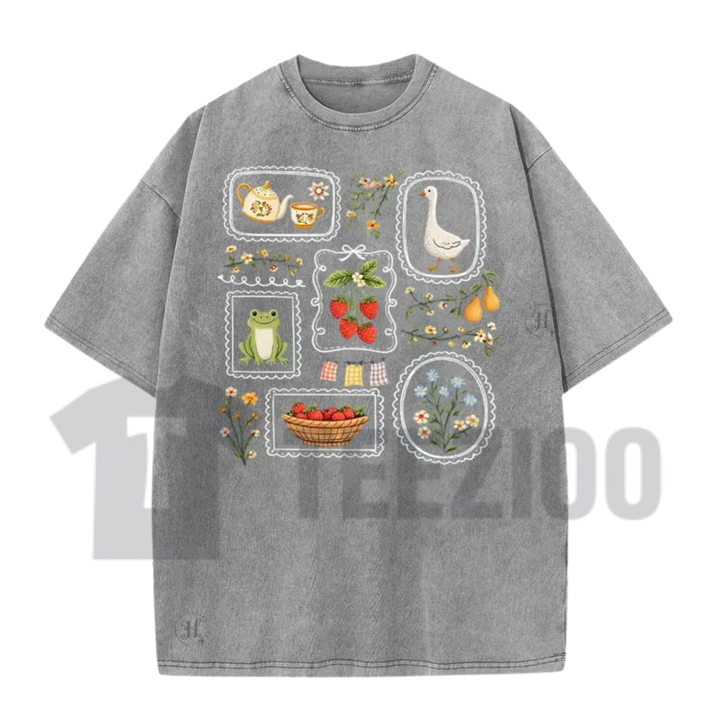 Women's Vintage Acid Wash T-Shirt - Retro Oversized Mineral Faded Tee