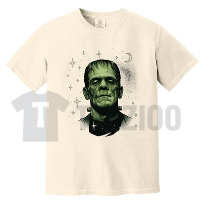 Retro Spooky Celestial Frankenstein Bride Couple Shirt - Halloween Gothic Tee