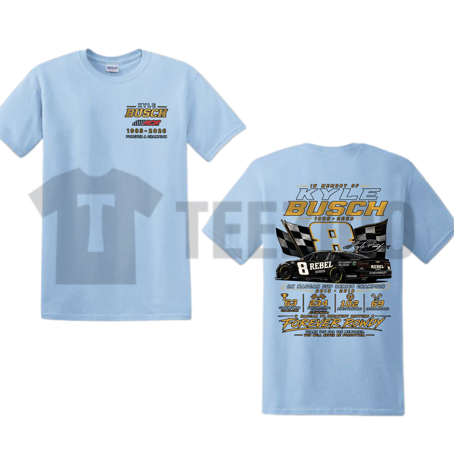 Kyle Busch "1985-2026 Memorial" Tee – Ironic Forever Rowdy Vintage Racing Tribute Shirt