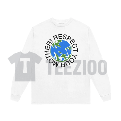 Respect Your Mother Long Sleeve Shirt - Vintage Earth Day Eco Graphic Tee
