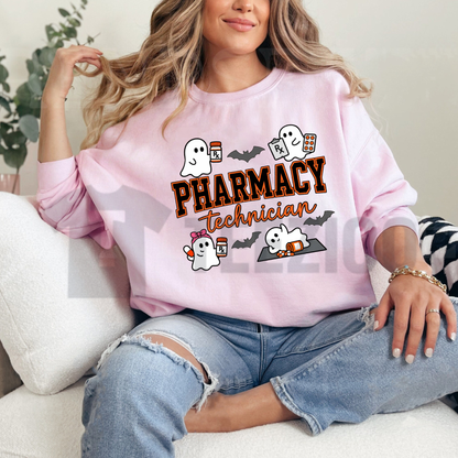 Spooky Pharmacy Tech Ghost Sweatshirt - Halloween Heavy-Blend Graphic Pullover