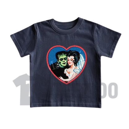 Retro Frankenstein Monster Graphic Tee - Y2K Dark Fantasy Vintage Baby Tee