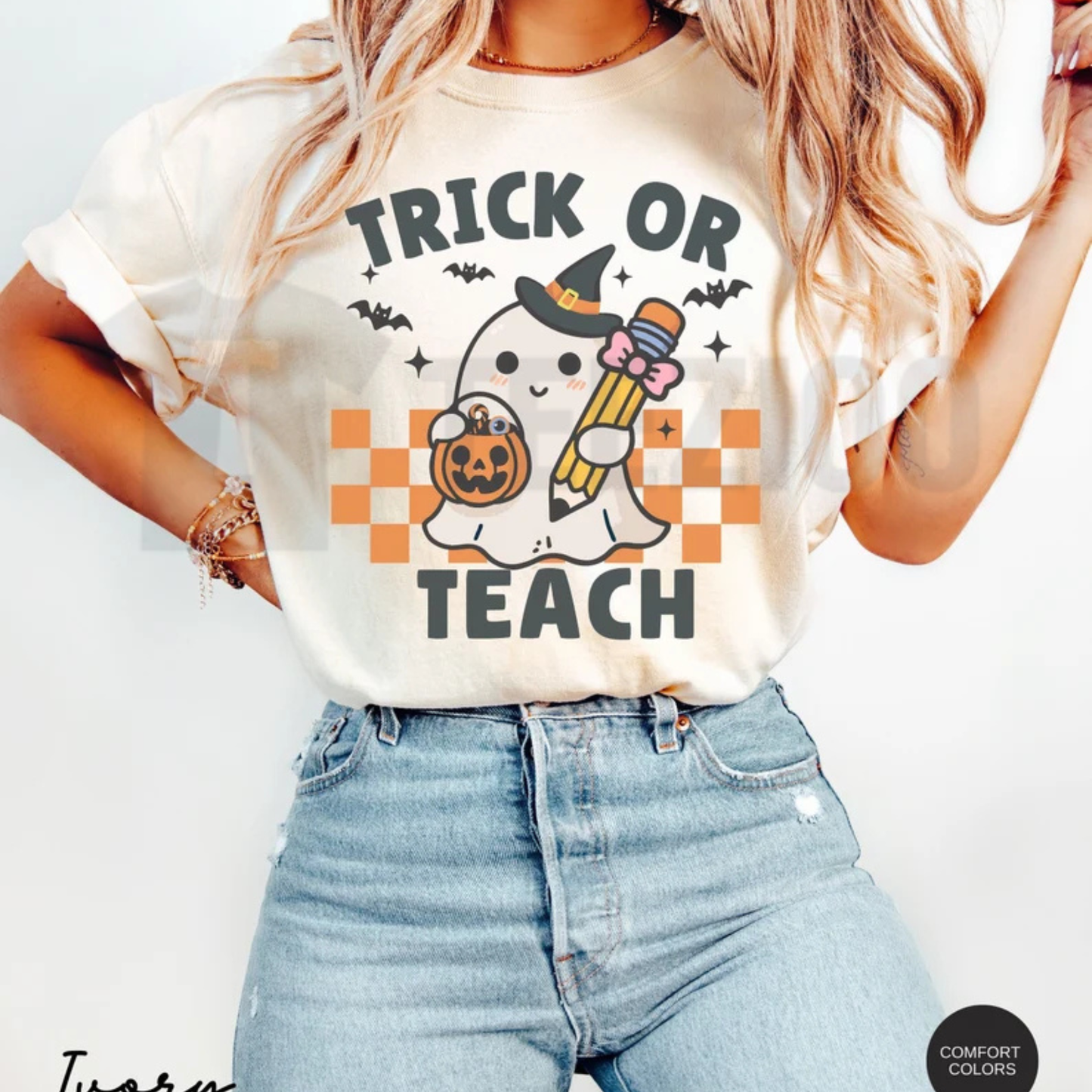 Retro Ghost Teacher Halloween Shirt - "Trick or Teach" Educator Tee