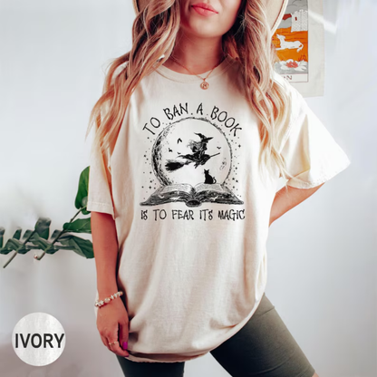Halloween Witch Book Shirt - Retro Reading Library Graphic Tee