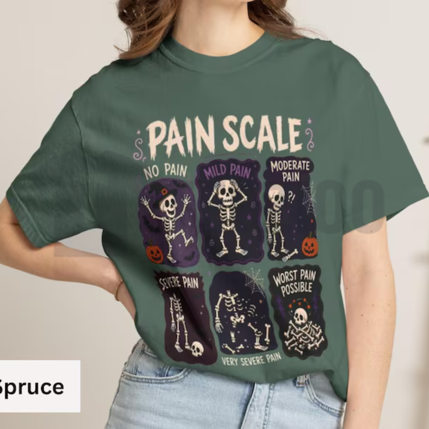 Funny Nurse Halloween Shirt - Skeleton Pain Scale Graphic Tee