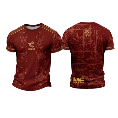 Mexican Aztec Totem Print Loose T-Shirt - Ancient Cultural Graphic Tee