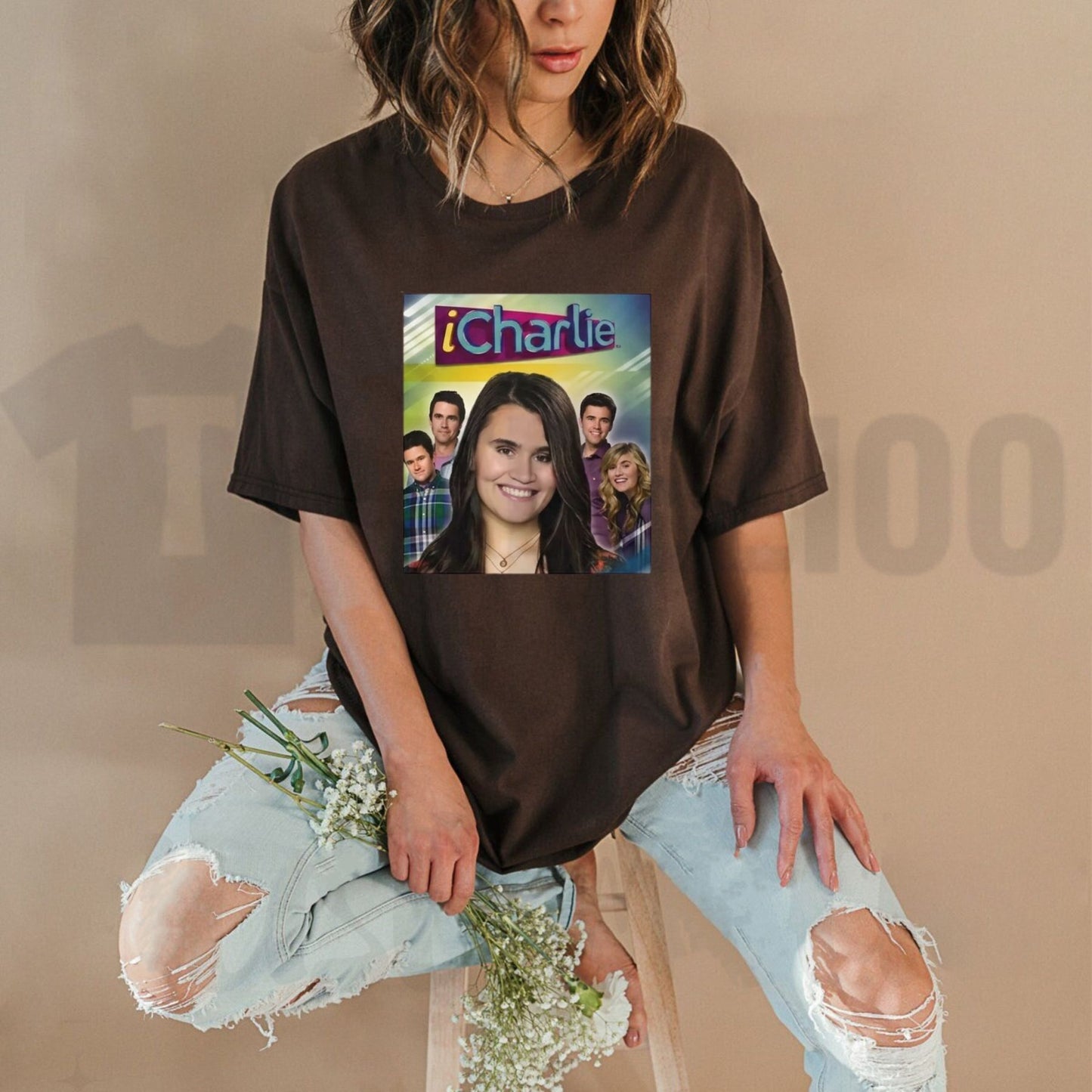 iCharlie Cast Photo Retro TV Show Poster Print Nostalgia Graphic T-Shirt