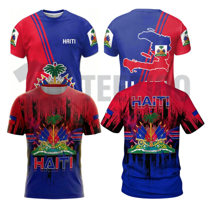 Haiti Football 3D Shirt – Comfortable Ethnic Pattern Sports Shirt