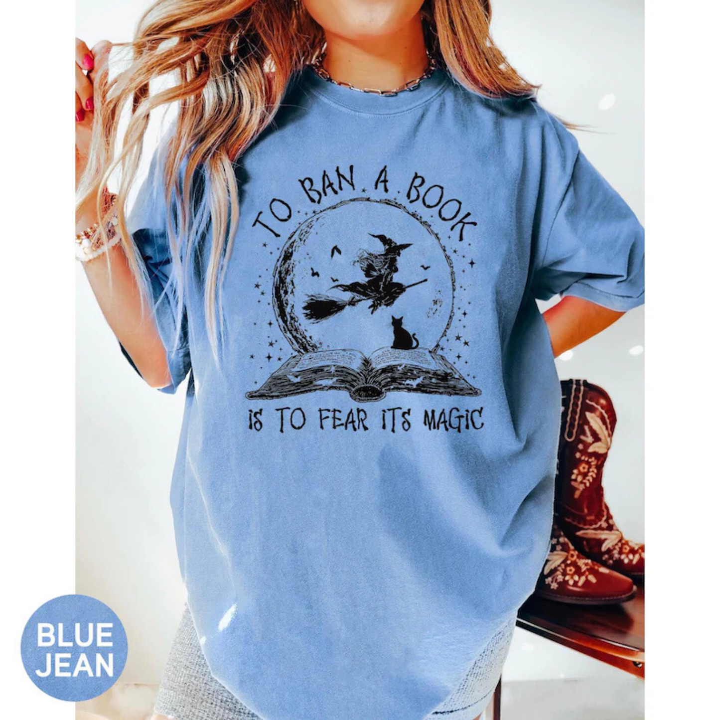 Halloween Witch Book Shirt - Retro Reading Library Graphic Tee