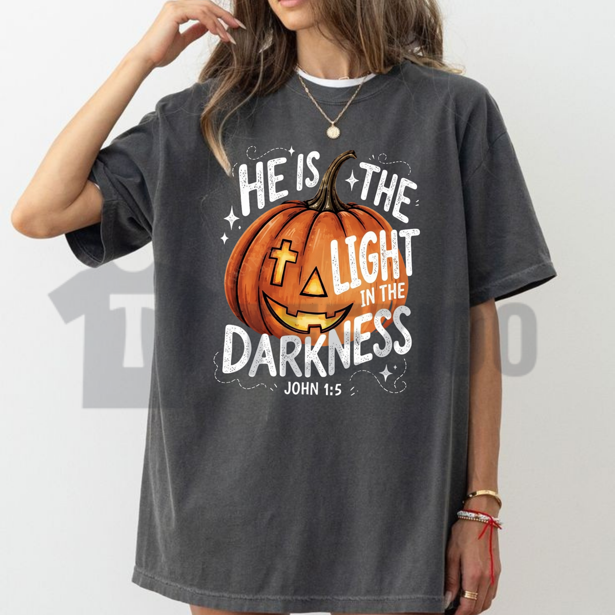 Comfort Colors Religious Fall Top – He Is The Light Graphic Apparel
