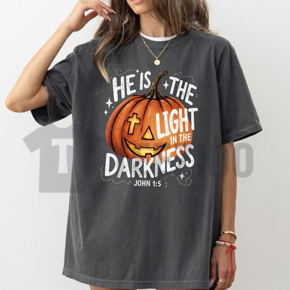 Comfort Colors Religious Fall Top – He Is The Light Graphic Apparel