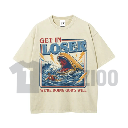 Jonah and the Whale T-Shirt – Retro "Get In Loser" Christian Graphic Tee