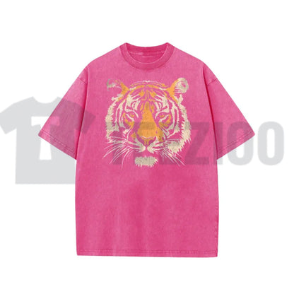 Vintage Tiger Graphic T-Shirt – Acid Washed Heavyweight Oversized Tee