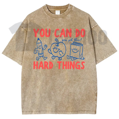 You Can Do Hard Things Shirt - Cute Retro Doodles Motivational Teacher Tee