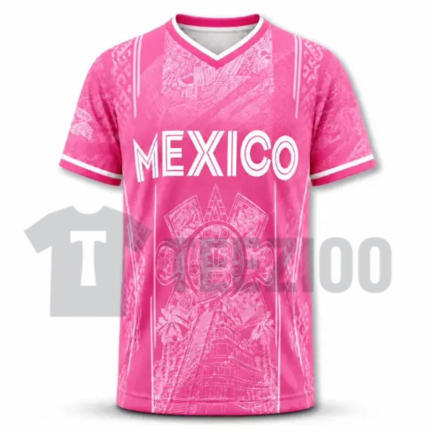 Men's Light Pink Aztec Sun Stone V-Neck T-Shirt