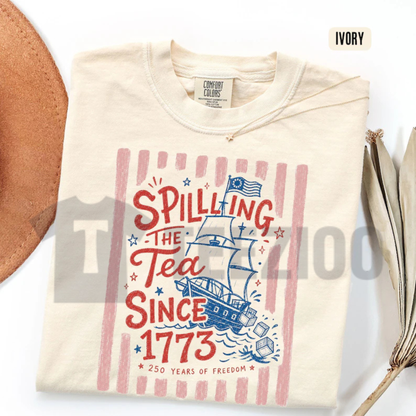 Preppy Striped "Spilling The Tea Since 1773" T-Shirt