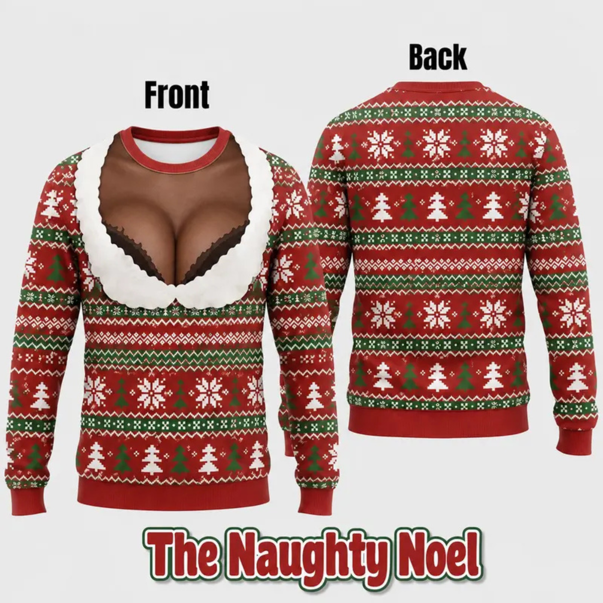 Cheeky Santa Ugly Christmas Sweatshirt - Funny Costume Illusion Crewneck