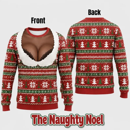 Cheeky Santa Ugly Christmas Sweatshirt - Funny Costume Illusion Crewneck