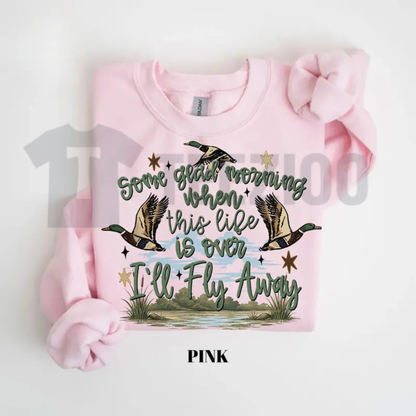 I'll Fly Away Western Sweatshirt - Duck Hunting Graphic Crewneck
