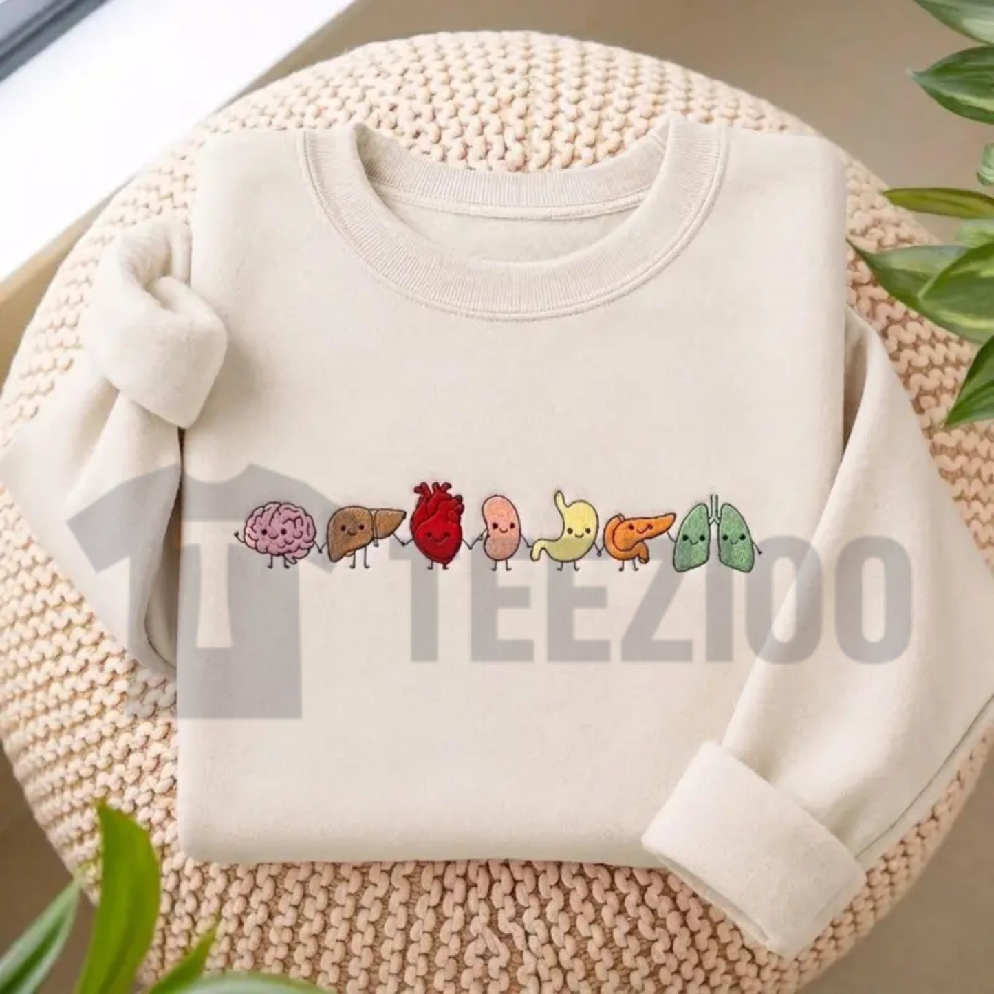 Cute Organ Friends Embroidered Sweatshirt - Funny Anatomy Gift for Nurses & Students